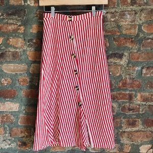 Lefties Striped Skirt with Button Detail